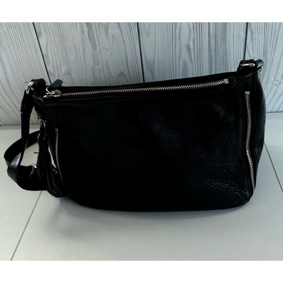 Y2K Sanctuary Manhattanville Black Leather Crossbody Messenger Bag Expandable - Picture 6 of 12